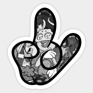 Cool rock and roll hand gesture logo drawing Sticker